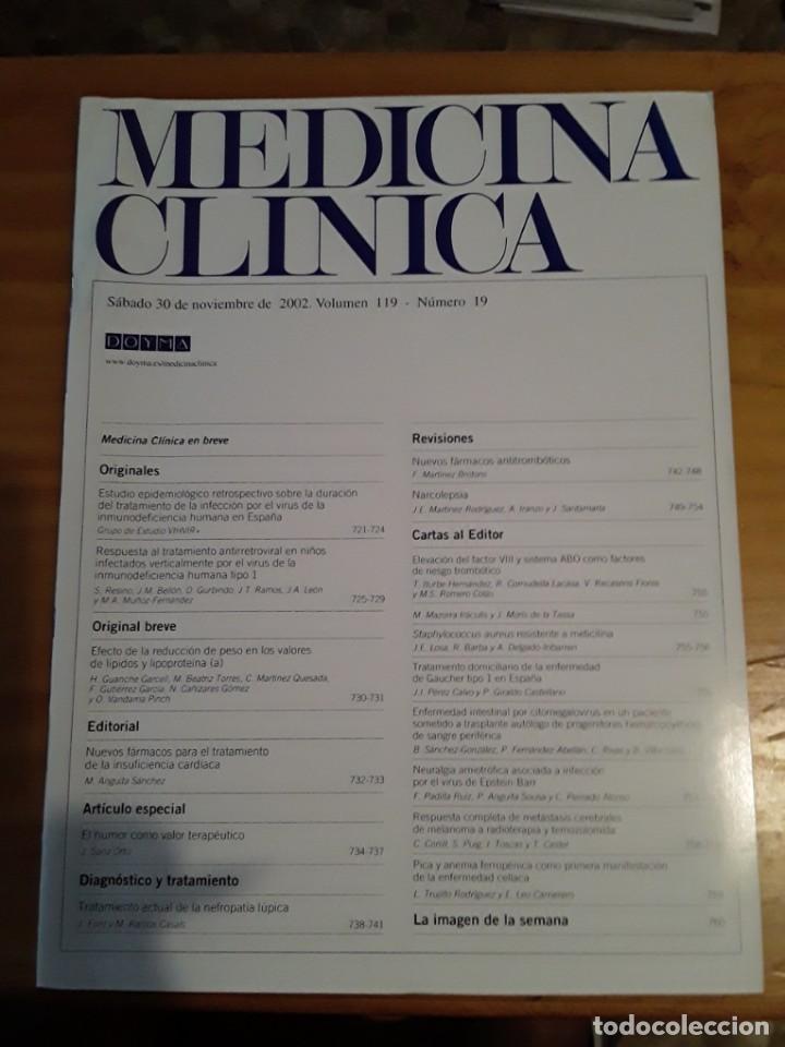 Second hand books: REVISTA DE MEDICINA, MEDICINA CLINICA, VOL 119, N- 19, NOVIEMBRE 2002.VER INDICE.