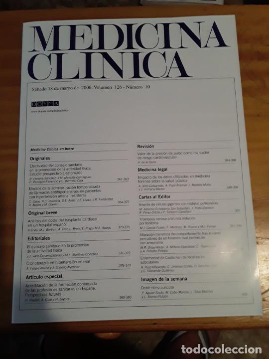 Second hand books: REVISTA DE MEDICINA, MEDICINA CLINICA, VOL 126, N- 10, 18 DE MARZO DE 2006.VER INDICE.