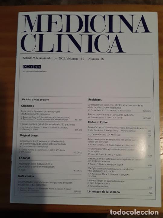 Second hand books: REVISTA DE MEDICINA, MEDICINA CLINICA, VOL 119, N- 16, 9 DE NOVIEMBRE 2002.VER INDICE.