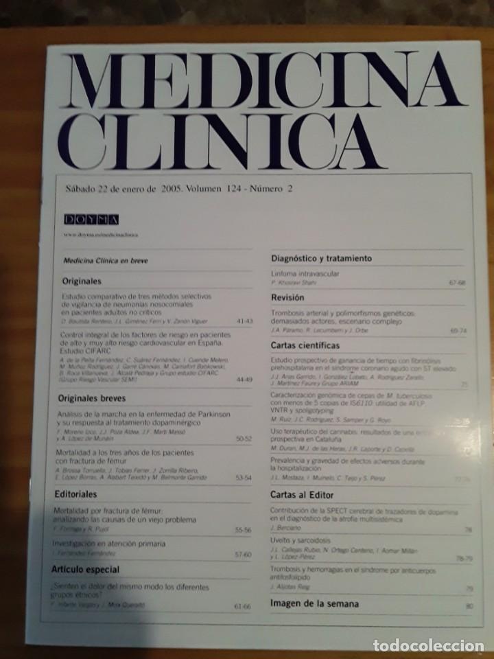 Second hand books: REVISTA DE MEDICINA, MEDICINA CLINICA, VOL 124, N- 2, 22 DE ENERO DE 2005.VER INDICE.