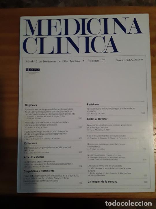 Libri di seconda mano: REVISTA DE MEDICINA, MEDICINA CLINICA, VOL 107, N- 15, 2 DE NOVIEMBRE 1996.VER INDICE.