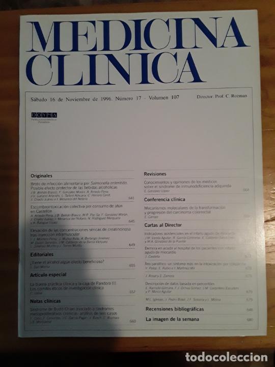 Libri di seconda mano: REVISTA DE MEDICINA, MEDICINA CLINICA, VOL 107, N- 17, 16 DE NOVIEMBRE 1996.VER INDICE.