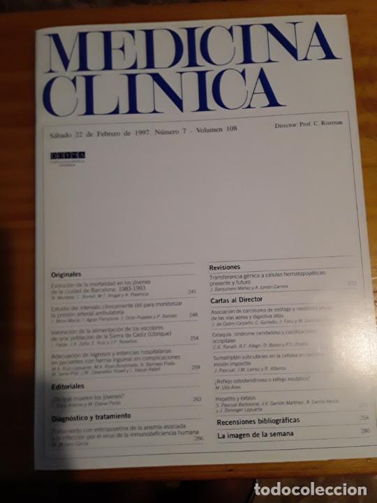 Libri di seconda mano: REVISTA DE MEDICINA, MEDICINA CLINICA, VOL 108, N- 7, 22 DE FEBRERO 1997..VER INDICE.