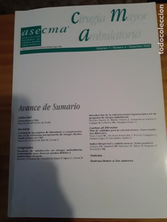 Libri di seconda mano: ASOCIACION ESPA&Ntilde;OLA DE CIRUGIA MAYOR AMBULATORIA, VOL .7., N.4, DIC. 2002.VER INDICE.