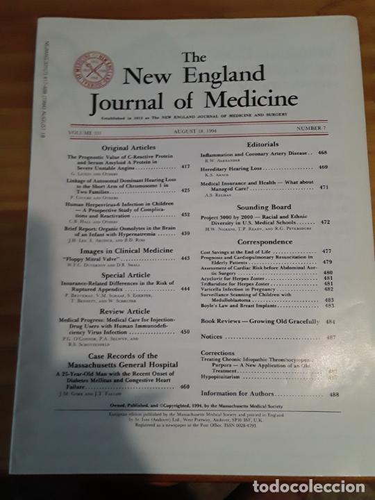 Second hand books: THE NEW ENGLAND JOURNAL MEDICINE, VOL.331, N.7, AUGUST 18, 1994.VER INDICE.
