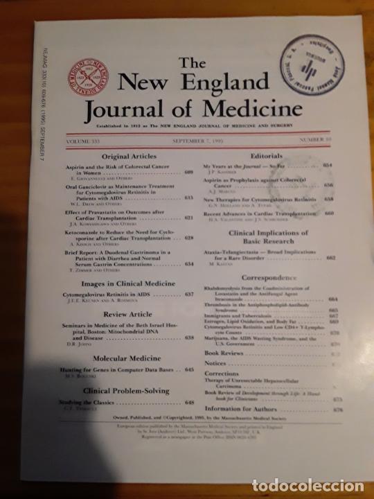 Second hand books: THE NEW ENGLAND JOURNAL MEDICINE, VOL.333, N.10, SEPTEMBER 7, 1995. VER INDICE.