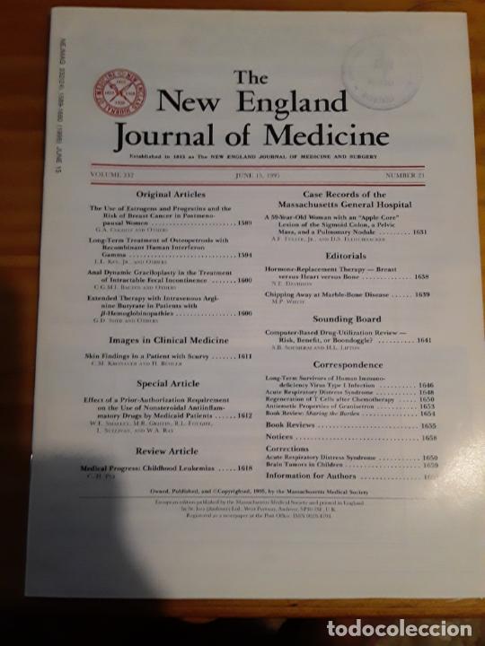 Second hand books: THE NEW ENGLAND JOURNAL MEDICINE, VOL.332, N.24, JUNIO 15, 1995. VER INDICE.