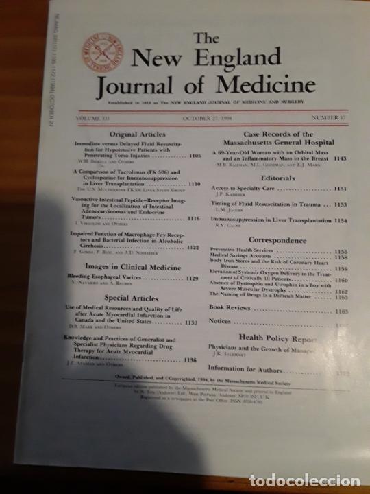 Second hand books: THE NEW ENGLAND JOURNAL MEDICINE, VOL.331, N.17, OCTOBER 27,1994.VER INDICE.