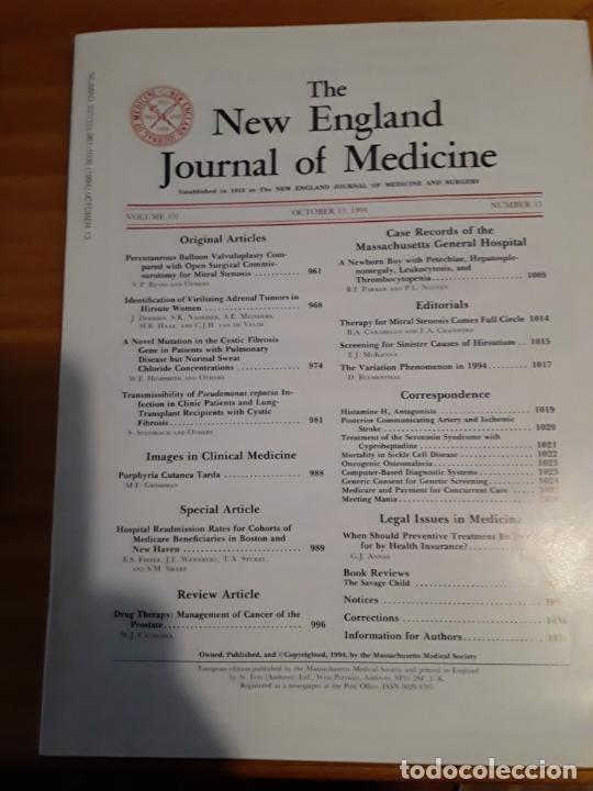 Second hand books: THE NEW ENGLAND JOURNAL MEDICINE, VOL.331, N.15, OCTOBER 13 ,1994.VER INDICE.