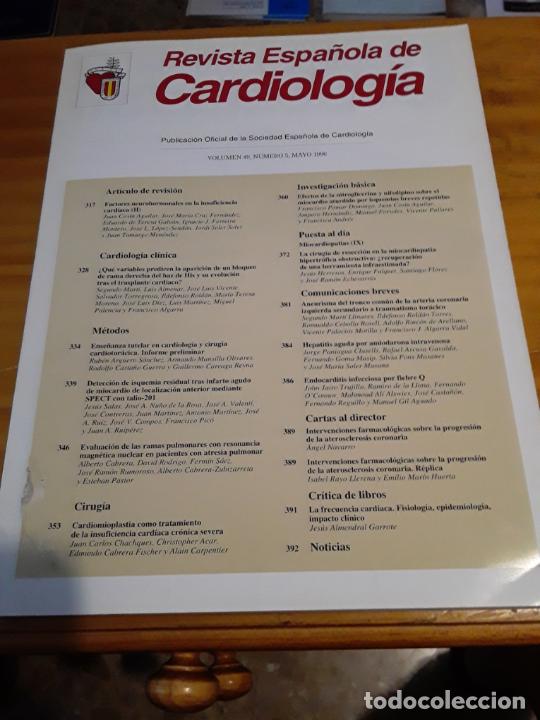Second hand books: REVISTA ESPA&Ntilde;OLA DE CARDIOLOGIA,VOL.49, N.5,MAYO 1996.VER INDICE.