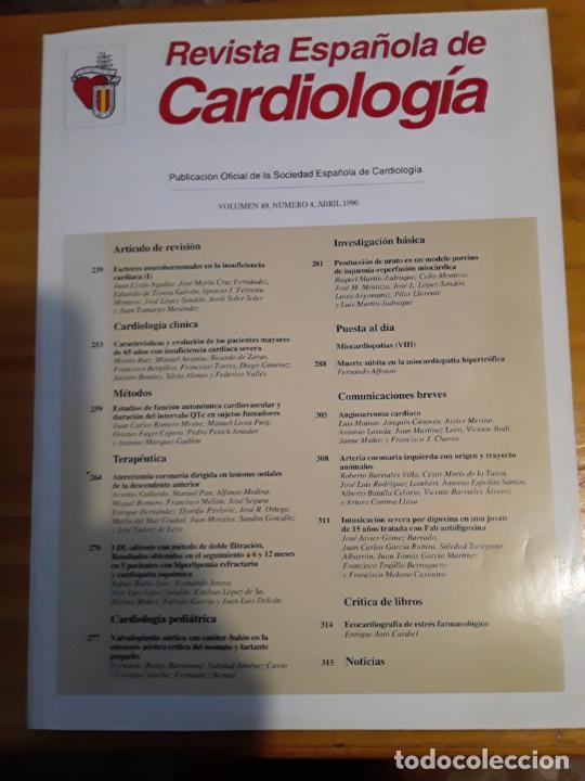 Second hand books: REVISTA ESPA&Ntilde;OLA DE CARDIOLOGIA,VOL.49, N.4,ABRIL 1996.VER INDICE.