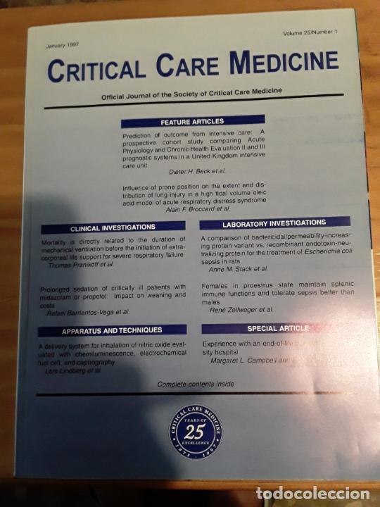 Second hand books: CRITICAL CARE MEDICINE, JANUARY 1997,VOL.25, N.1.VER INDICE.