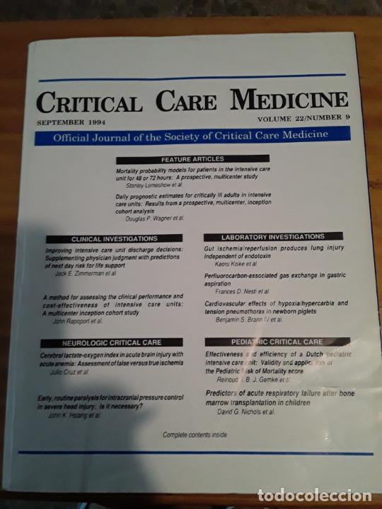 Second hand books: CRITICAL CARE MEDICINE, SEPTEMBER 1994,VOL.22, N.9.VER INDICE.