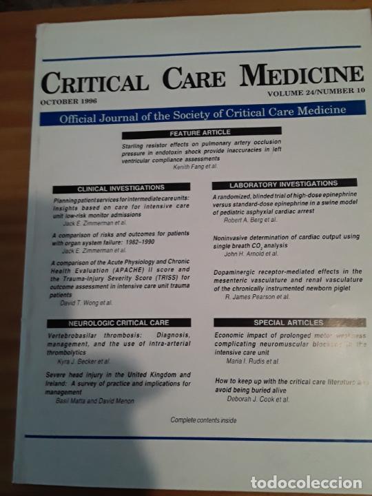 Second hand books: CRITICAL CARE MEDICINE, OCTOBER 1996,VOL.24, N.10.VER INDICE.