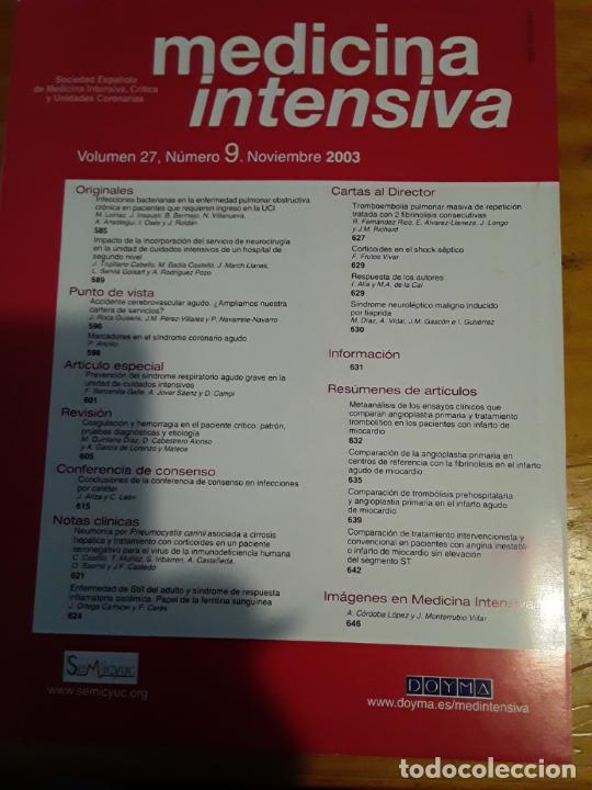 Libri di seconda mano: MEDICINA INTENSIVA, VOLUMEN 27, NUM. 9, NOVIEMBRE 2003.VER INDICE.