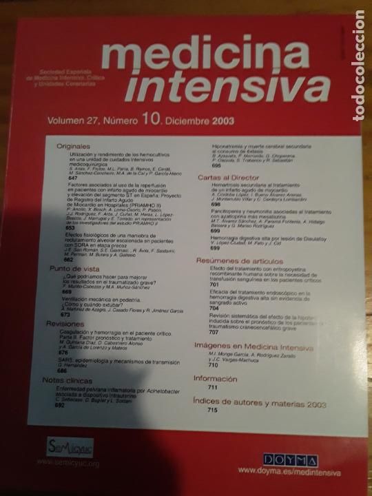 Libri di seconda mano: MEDICINA INTENSIVA, VOLUMEN 27, NUM. 10, DICIEMBRE 2003.VER INDICE.