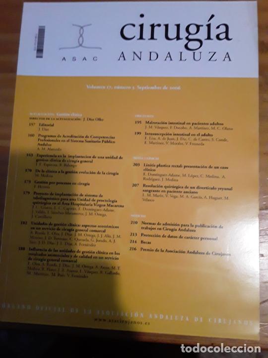 Libri di seconda mano: CIRUGIA ANDALUZA, VOL.17, N.3, SEPTIEMBRE 2006.VER INDICE.