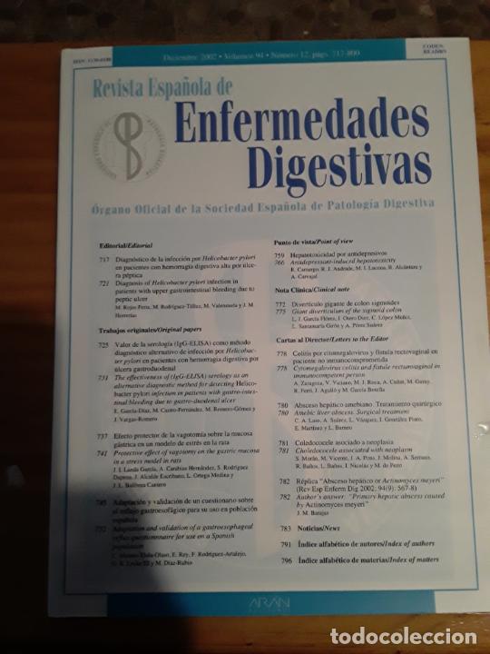 Gebrauchte B&uuml;cher: REVISTA ESPA&Ntilde;OLA DE ENFERMEDADES DIGESTIVAS.VOL 94,N.12, DICIEMBRE 2002.VER INDICE.