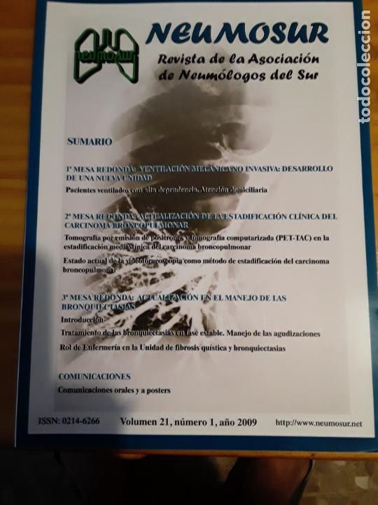Gebrauchte B&uuml;cher: NEUMOSUR.REVISTA DE LA ASOCIACION DE NEUMOLOGOS DEL SUR.VOL.21, N.1, 2009.VER INDICE.