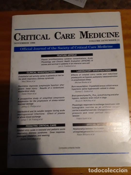 Libri di seconda mano: CRITICAL CARE MEDICINE,NOVEMBER 1996,VOL.24, N.11.VER INDICE.