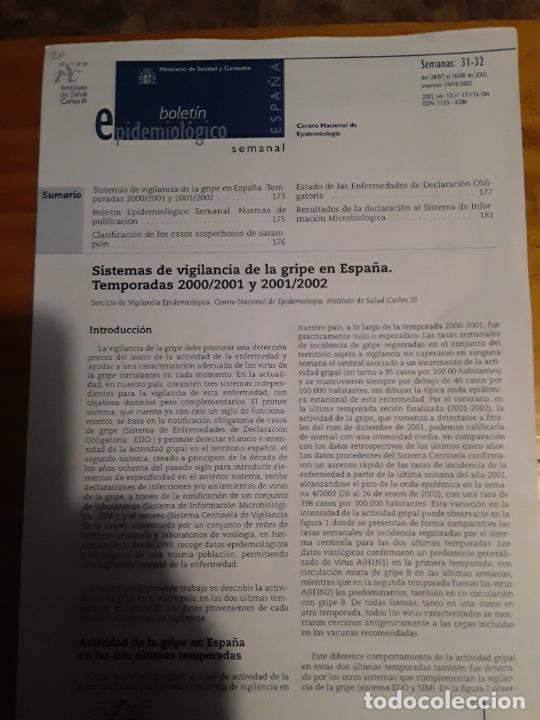 Libri di seconda mano: BOLETIN EPIDEMIOLOGICO SEMANAL,CONSEJO NACIONAL DE EPIDEMIOLOGIA,SEMANAS 31-32, 28/7 AL 10/8 2002.