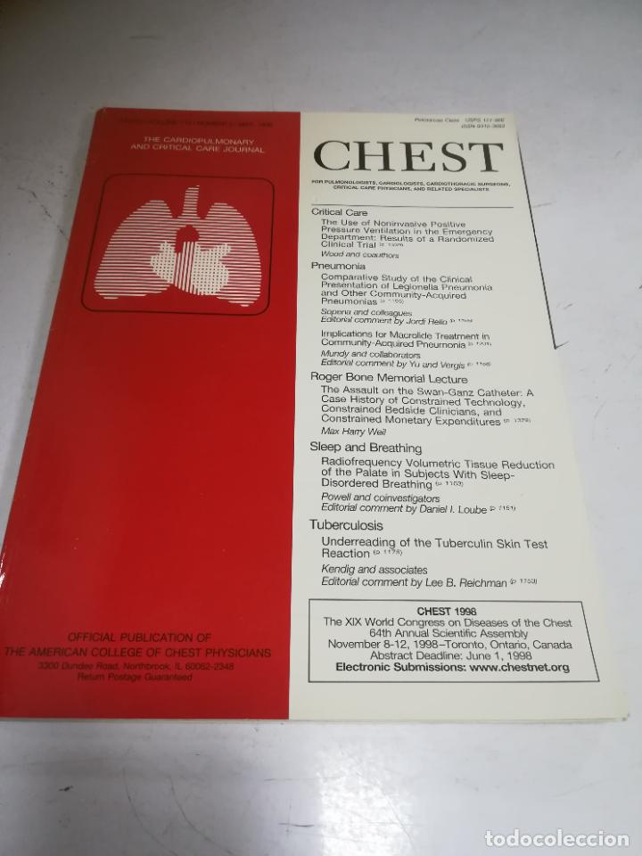 Livres d'occasion: REVISTA M&Eacute;DICA INGLESA. CHEST. VOLUME 113. N&ordm; 5. MAYO 1998. VER &Iacute;NDICE