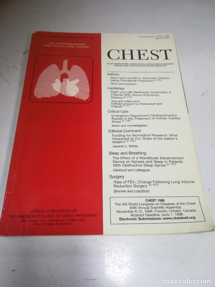 Livres d'occasion: REVISTA M&Eacute;DICA INGLESA. CHEST. VOLUME 113. N&ordm; 3. MARZO 1998. VER &Iacute;NDICE