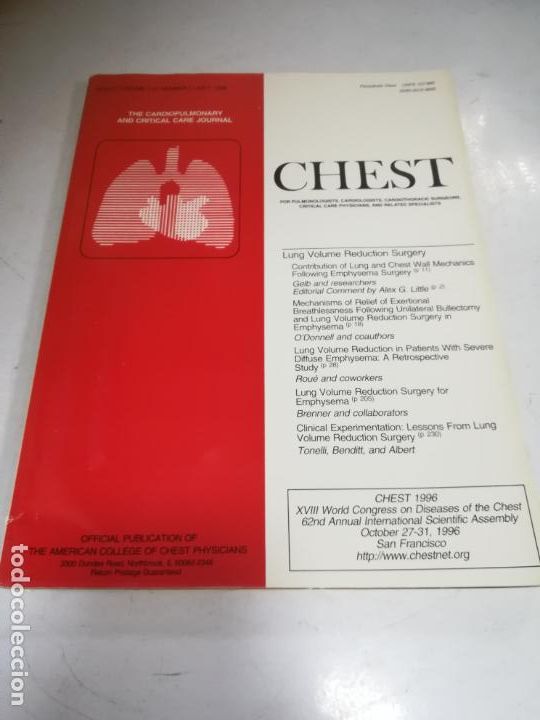 Livres d'occasion: REVISTA M&Eacute;DICA INGLESA. CHEST. VOLUME 110. N&ordm; 1. ABRIL 1996. VER &Iacute;NDICE