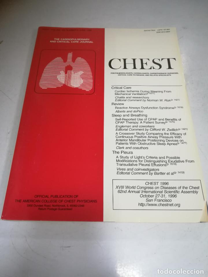 Livres d'occasion: REVISTA M&Eacute;DICA INGLESA. CHEST. VOLUME 109. N&ordm; 6. JUNIO 1996. VER &Iacute;NDICE