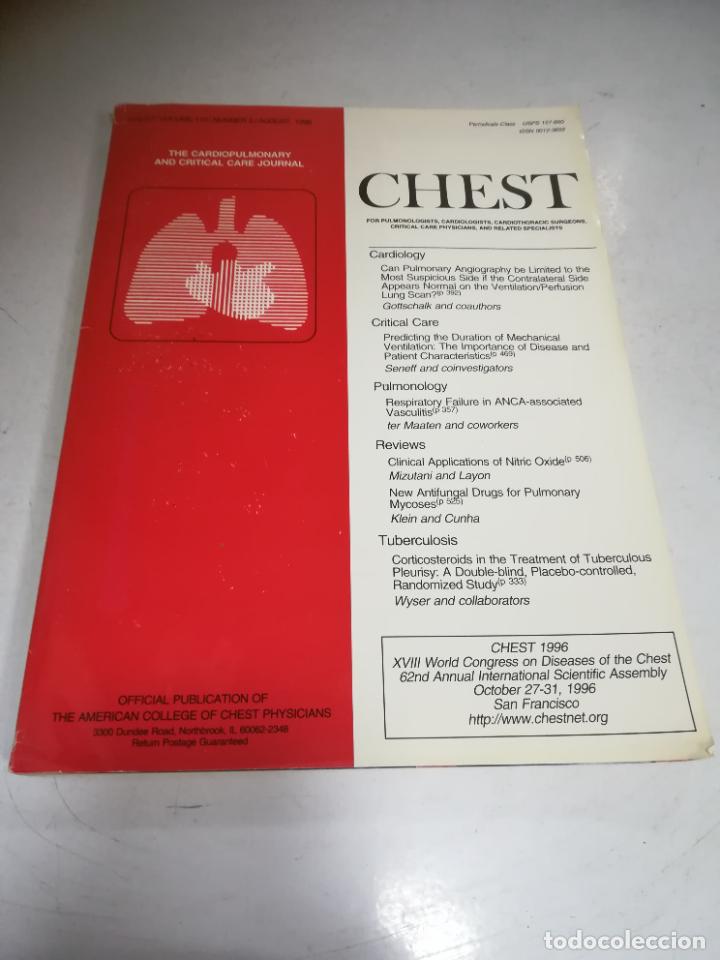 Livres d'occasion: REVISTA M&Eacute;DICA INGLESA. CHEST. VOLUME 110. N&ordm; 2. AGOSTO 1996. VER &Iacute;NDICE