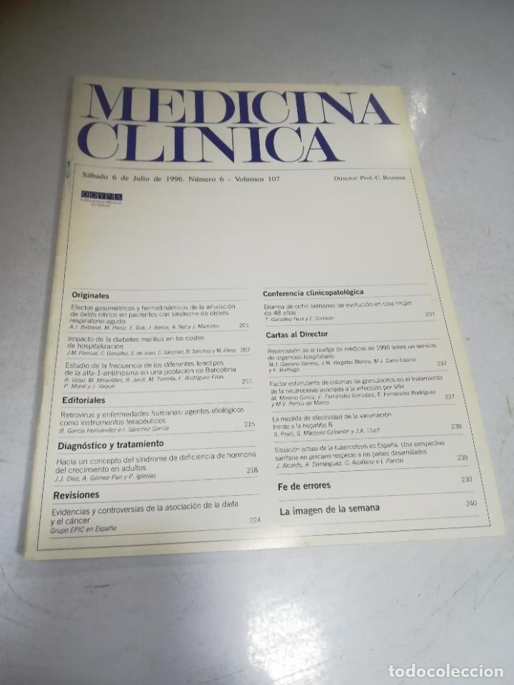 Livres d'occasion: REVISTA MEDICINA CL&Iacute;NICA. 6 JULIO 1996. N&ordm; 6. VOLUMEN 107. VER &Iacute;NDICE