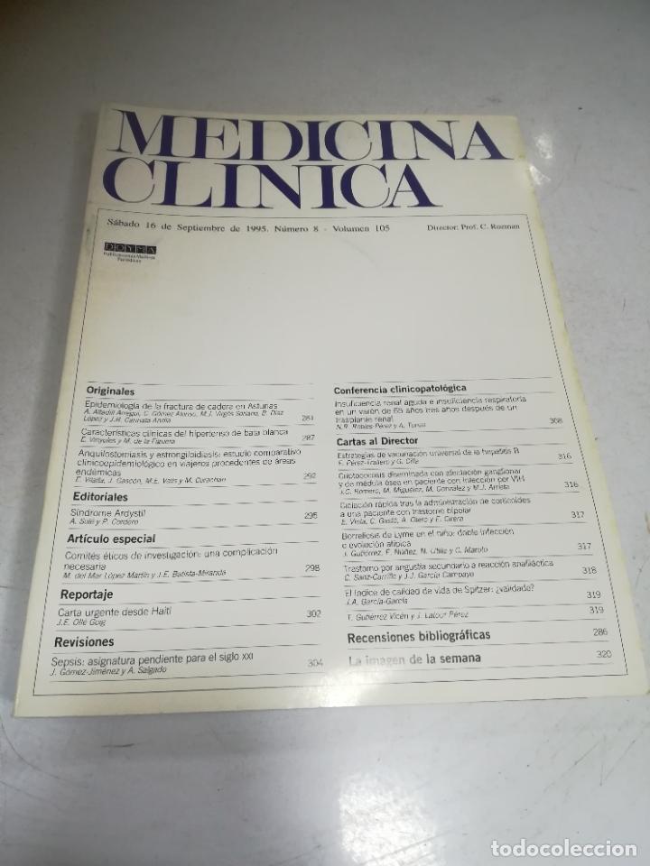 Livres d'occasion: REVISTA MEDICINA CL&Iacute;NICA. 16 SEPTIEMBRE 1995. N&ordm; 8. VOLUMEN 105. VER &Iacute;NDICE