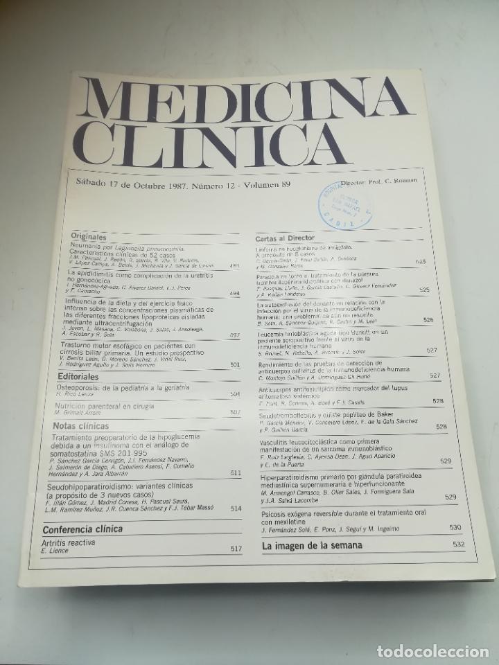 Libri di seconda mano: REVISTA. MEDICINA CL&Iacute;NICA. 17 OCTUBRE 1987. N&ordm; 12. VOLUMEN 89. VER SUMARIO