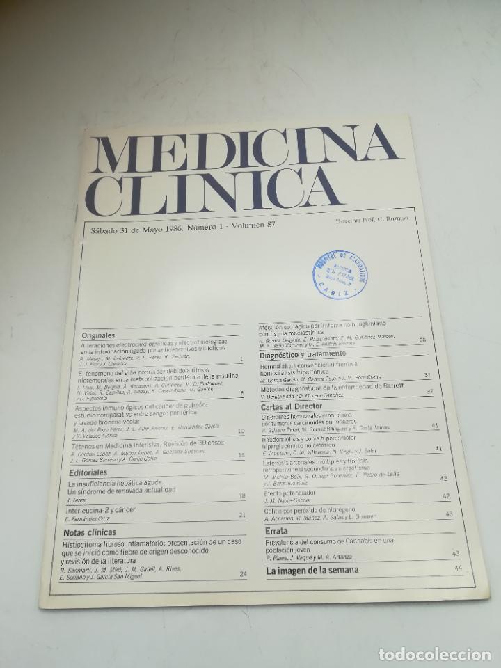 Libri di seconda mano: REVISTA. MEDICINA CL&Iacute;NICA. 31 MAYO 1986. N&ordm; 1. VOLUMEN 87. VER SUMARIO