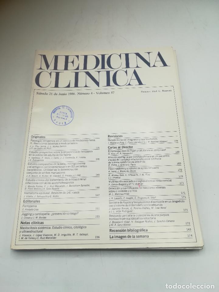 Second hand books: REVISTA. MEDICINA CL&Iacute;NICA. 21 JUNIO 1986. N&ordm; 4. VOLUMEN 87. VER SUMARIO