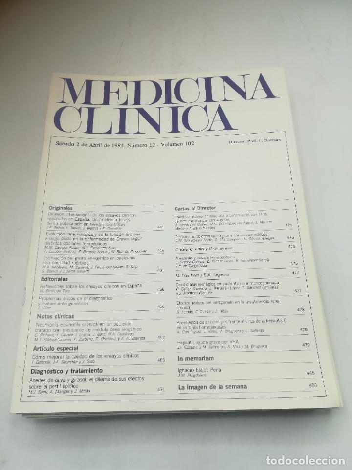 Second hand books: REVISTA. MEDICINA CL&Iacute;NICA. 2 ABRIL 1994. N&ordm; 12. VOLUMEN 102. VER SUMARIO