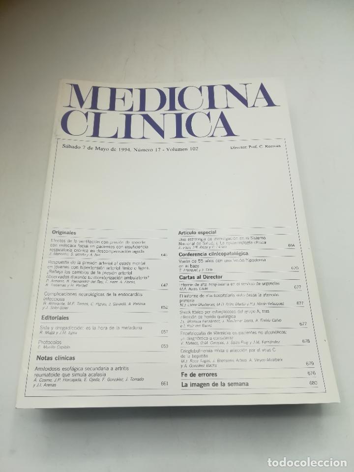 Second hand books: REVISTA. MEDICINA CL&Iacute;NICA. 7 MAYO 1994. N&ordm; 17. VOLUMEN 102. VER SUMARIO