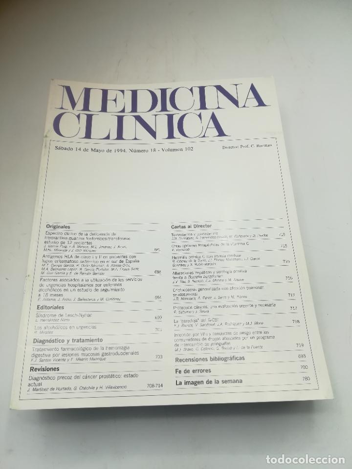 Second hand books: REVISTA. MEDICINA CL&Iacute;NICA. 14 MAYO 1994. N&ordm; 18. VOLUMEN 102. VER SUMARIO