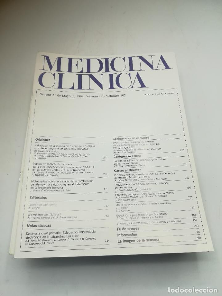 Second hand books: REVISTA. MEDICINA CL&Iacute;NICA. 21 MAYO 1994. N&ordm; 19. VOLUMEN 102. VER SUMARIO