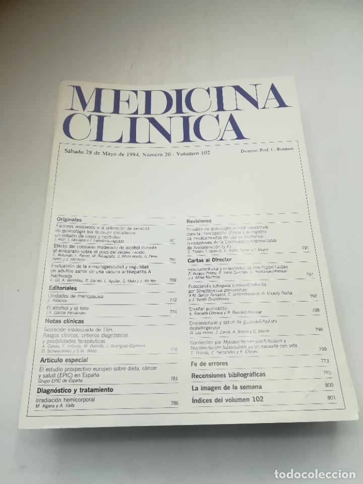 Second hand books: REVISTA. MEDICINA CL&Iacute;NICA. 28 MAYO 1994. N&ordm; 20. VOLUMEN 102. VER SUMARIO
