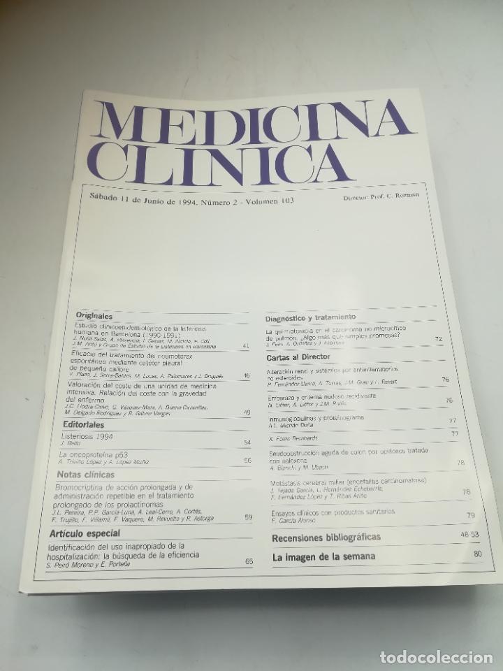 Second hand books: REVISTA. MEDICINA CL&Iacute;NICA. 11 JUNIO 1994. N&ordm; 2. VOLUMEN 103. VER SUMARIO