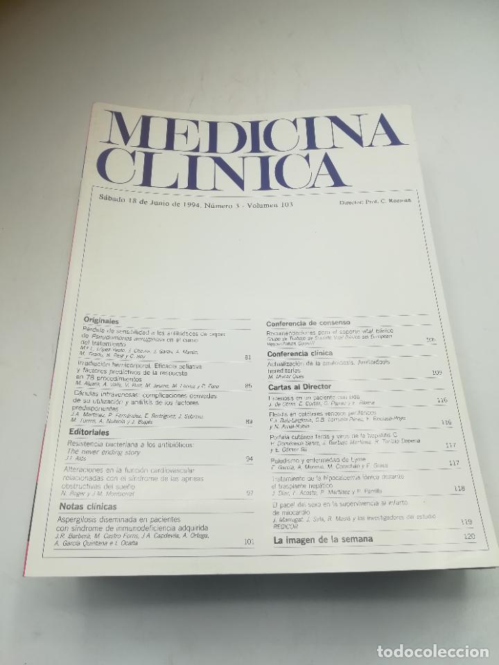 Second hand books: REVISTA. MEDICINA CL&Iacute;NICA. 18 JUNIO 1994. N&ordm; 3. VOLUMEN 103. VER SUMARIO
