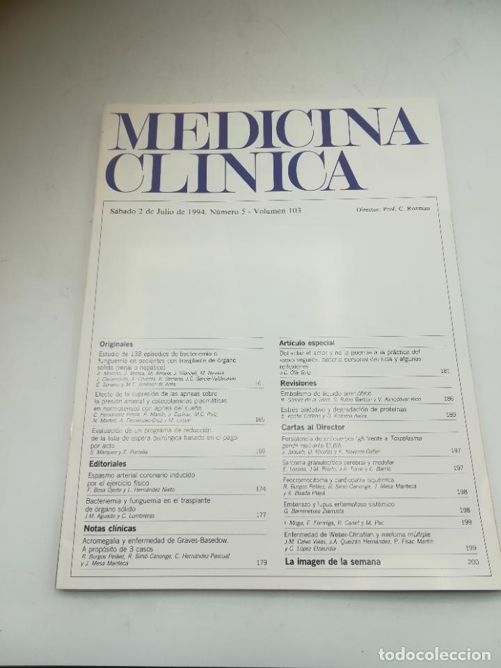 Second hand books: REVISTA. MEDICINA CL&Iacute;NICA. 2 JULIO 1994. N&ordm;5. VOLUMEN 103. VER SUMARIO