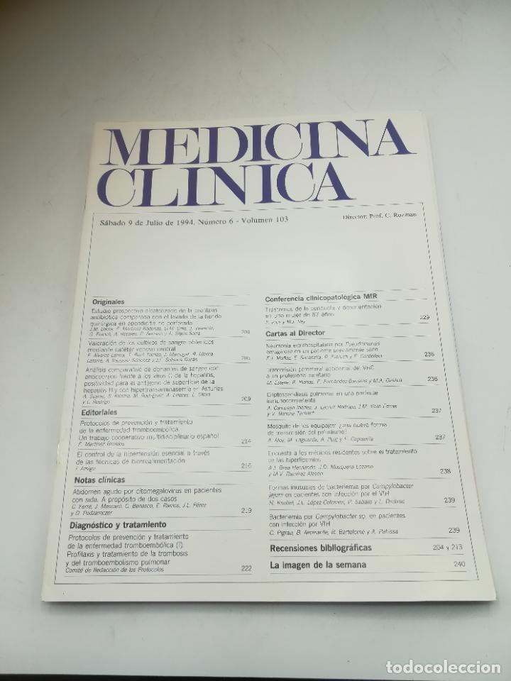 Second hand books: REVISTA. MEDICINA CL&Iacute;NICA. 9 JULIO 1994. N&ordm;6. VOLUMEN 103. VER SUMARIO