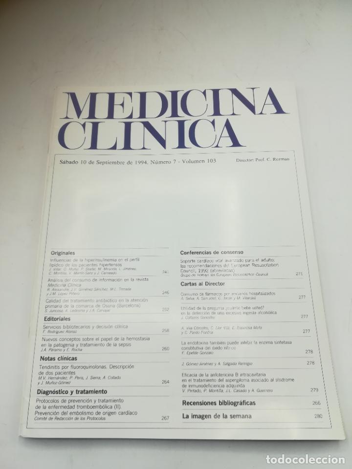 Second hand books: REVISTA. MEDICINA CL&Iacute;NICA. 10 SEPTIEMBRE 1994. N&ordm; 7. VOLUMEN 103. VER SUMARIO
