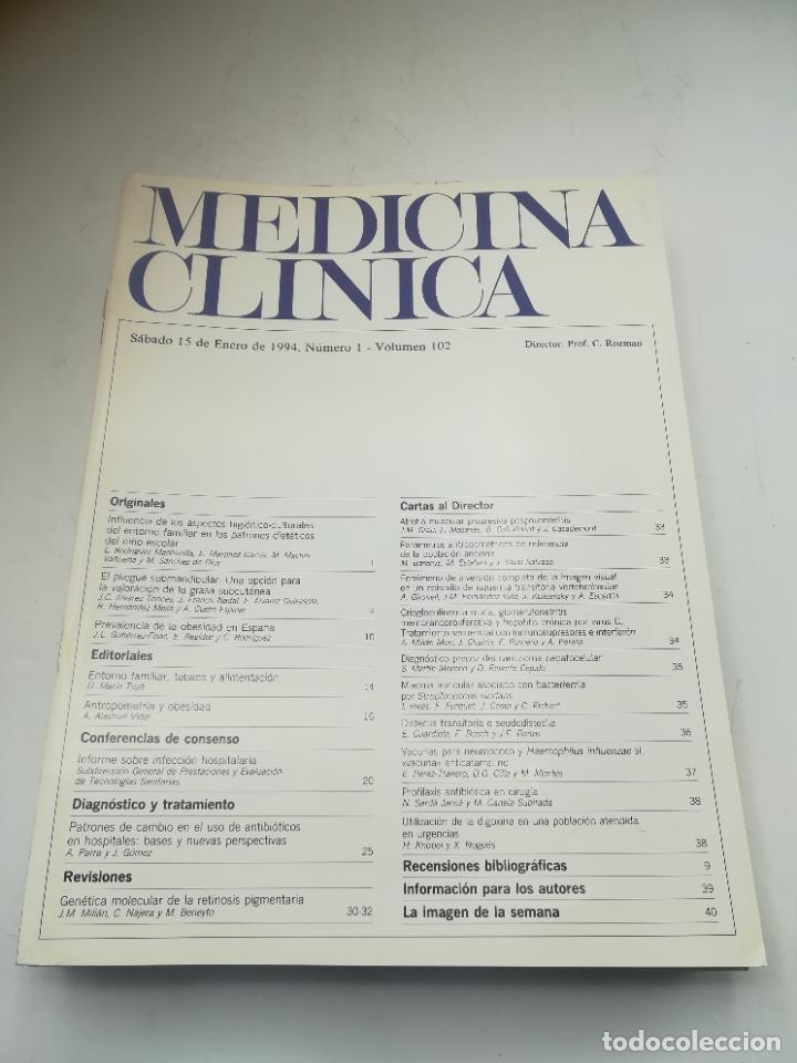 Second hand books: REVISTA. MEDICINA CL&Iacute;NICA. 15 ENERO 1994. N&ordm; 1. VOLUMEN 102. VER SUMARIO