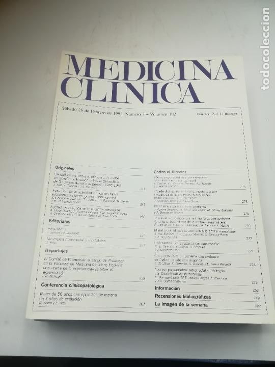 Second hand books: REVISTA. MEDICINA CL&Iacute;NICA. 26 FEBRERO 1994. N&ordm; 7. VOLUMEN 102. VER SUMARIO