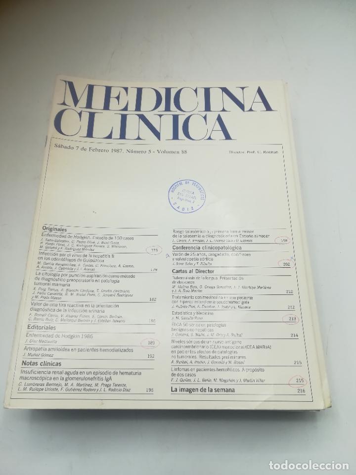 Second hand books: REVISTA. MEDICINA CL&Iacute;NICA. 7 FEBRERO 1987. N&ordm; 5. VOLUMEN 88. VER SUMARIO