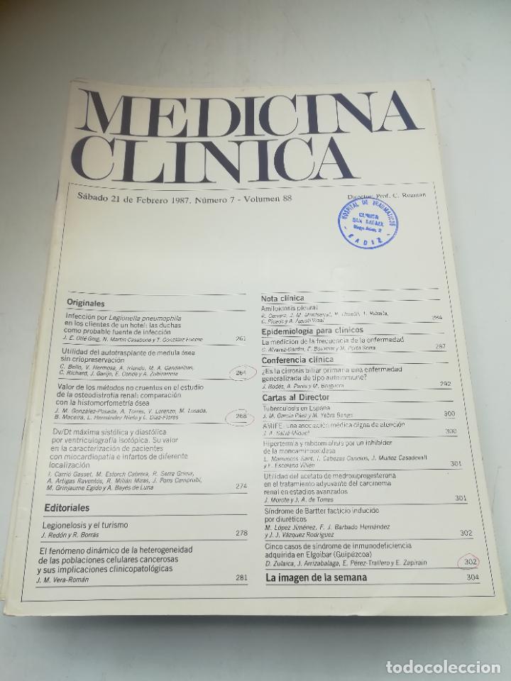 Second hand books: REVISTA. MEDICINA CL&Iacute;NICA. 21 FEBRERO 1987. N&ordm; 7. VOLUMEN 88. VER SUMARIO