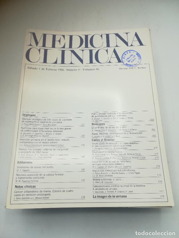 Second hand books: REVISTA. MEDICINA CL&Iacute;NICA. 1 FEBRERO 1986. N&ordm; 4. VOLUMEN 86. VER SUMARIO